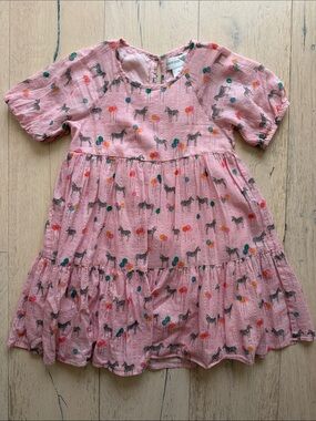 Lucky Jade Pink Zebra & Balloon Tiered Dress